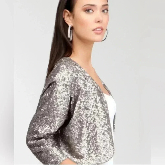 APT 9 Silver Sequence blazer jacket Small with pockets - Picture 1 of 5